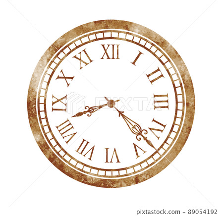 古董時鐘水彩畫棕色 89054192