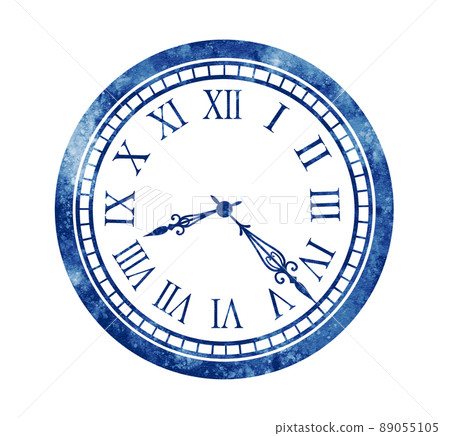 Antique clock, watercolor painting, finished product, blue 89055105