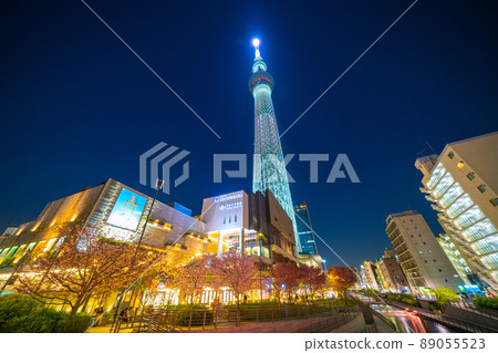 Tokyo cityscape of Japan Corona disaster ... Overlooking Tokyo Sky Tree and Sumida Ward Oshinari Park = April 10 89055523