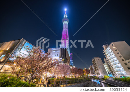 Tokyo cityscape of Japan Corona disaster ... Overlooking Tokyo Sky Tree and Sumida Ward Oshinari Park = April 10 Tokyo cityscape of Japan Corona disaster ... Overlooking Tokyo Sky Tree and Sumida Ward Oshinari Park = April 10 89055524