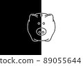 Drawn piggy bank on black and white background 89055644