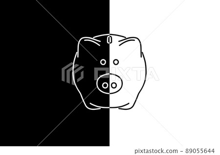 Drawn piggy bank on black and white background Drawn piggy bank on black and white background 89055644