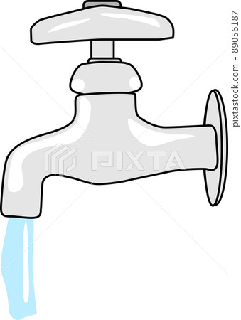 Illustration of water coming out of a faucet 89056187