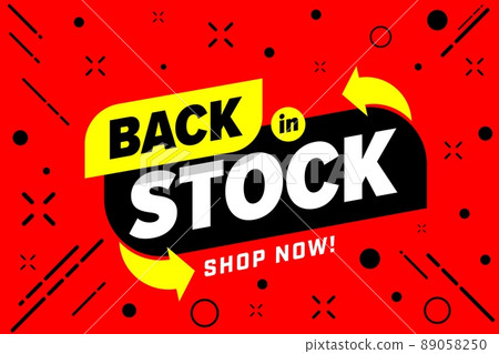 Back in stock sale banner for online shopping promotion. Stockpile return announcement vector illustration 89058250