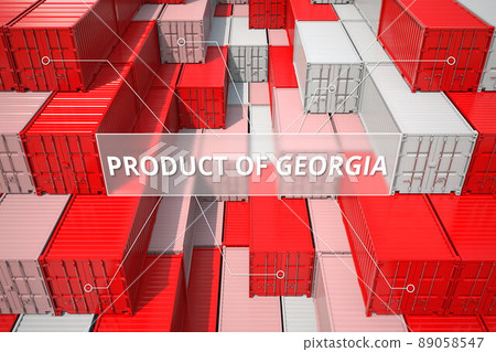 Goods from Georgia in cargo containers. Business related 3D rendering Goods from Georgia in cargo containers. Business related 3D rendering 89058547