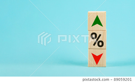 Cube block with percentage symbol icon. Interest rate financial Cube block with percentage symbol icon. Interest rate financial 89059201