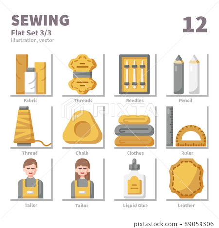 Sewing icons set, Flat, vector and illustration set 3 89059306