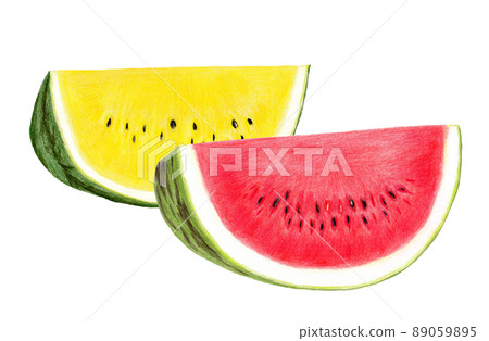 紅西瓜和黃西瓜的橫斷面圖 紅西瓜和黃西瓜的橫斷面圖 89059895