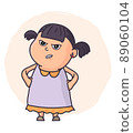 Cute little girl little girl with face expression vector illustration 89060104
