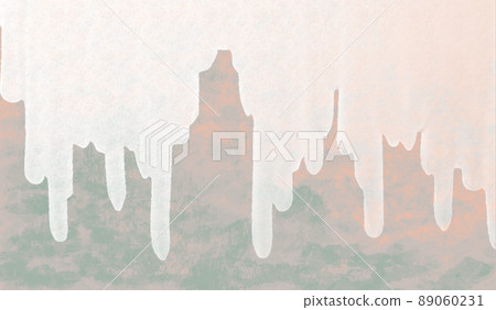 Japanese-style background illustration of water / abstract waterfall with rock texture and metallic texture Red scent and green 89060231