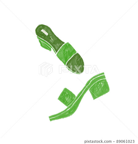 Green sandals. A green fashion accessory item for fashionable women. 89061023