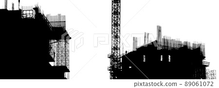 construction equipment and elements of a building under construction 89061072