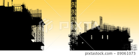 construction equipment and elements of a building under construction 89061073