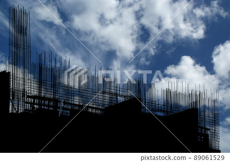construction equipment and elements of a building under construction 89061529