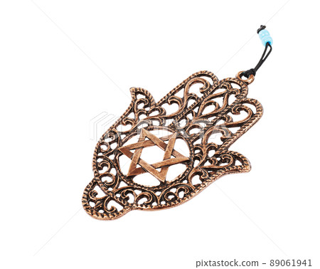 Metal hamsa for blessing isolated on white background Metal hamsa for blessing isolated on white background 89061941