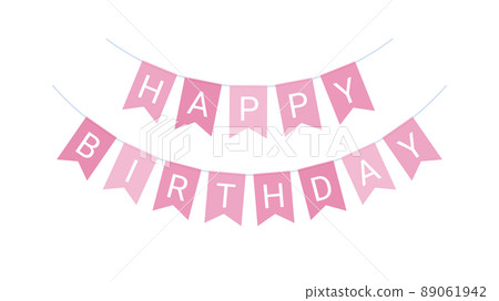 方形花環插圖材料_birthday_pink_16:9 方形花環插圖材料_birthday_pink_16:9 89061942