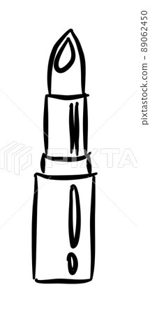 Hand-Drawn lipstick. Doodle vector illustration. Make up 89062450