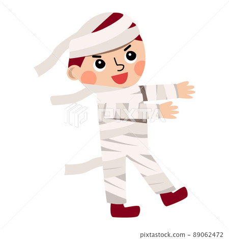 Cute boy dressed in mummy costume. Halloween illustration Cute boy dressed in mummy costume. Halloween illustration 89062472