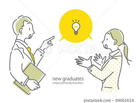 Young business person idea, female, male, simple and stylish line drawing illustration Young business person idea, female, male, simple and stylish line drawing illustration 89062619