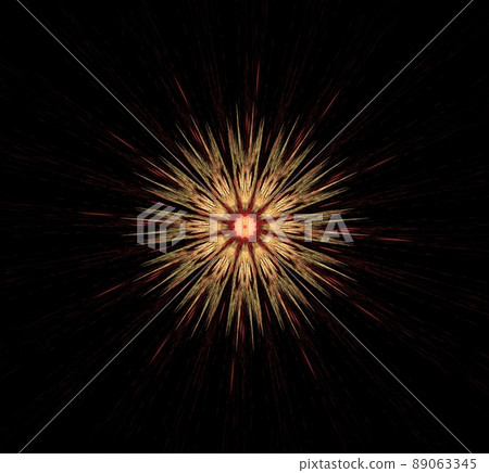 Abstract Fractal Golden Symmetric Figure on Black Abstract Fractal Golden Symmetric Figure on Black 89063345