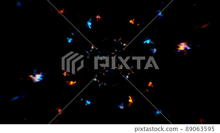 Red and Blue Fire Particles Blowing out Red and Blue Fire Particles Blowing out 89063595