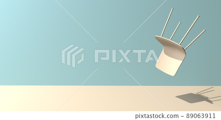 Falling floating chair concept on minimalist background 89063911