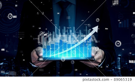 Double Exposure Image of Business Profit Growth conceptual 89065319