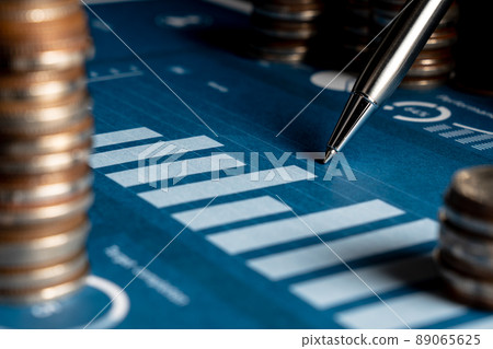 Pile of gold coins stack in finance treasury deposit bank account for saving 89065625