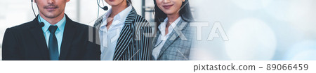 Call center or customer support agent in broaden view panorama banner Call center or customer support agent in broaden view panorama banner 89066459