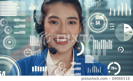 Customer support call center provide data with envisional graphic 89066518