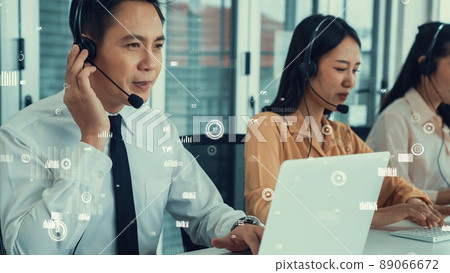 Customer support call center provide data with envisional graphic Customer support call center provide data with envisional graphic 89066672