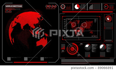 Futuristic VR head-up display design with orbital global network 3D rendering Futuristic VR head-up display design with orbital global network 3D rendering 89066891