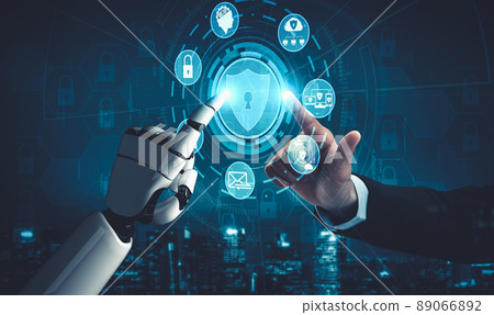 Future artificial intelligence and machine learning for AI droid robot or cyborg 89066892