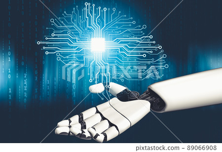 Futuristic AI thinking of droid robot artificial intelligence concept 89066908