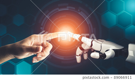 Futuristic AI thinking of droid robot artificial intelligence concept Futuristic AI thinking of droid robot artificial intelligence concept 89066911