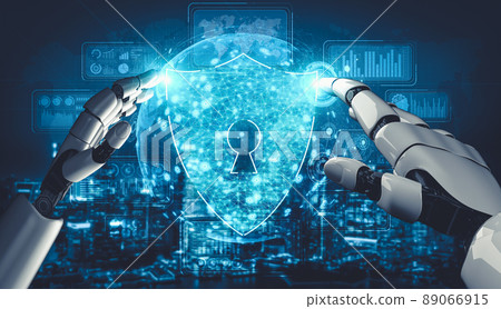 Future artificial intelligence and machine learning for AI droid robot or cyborg 89066915