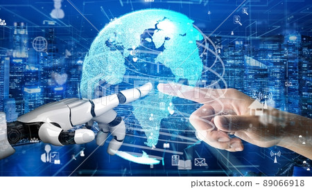 Futuristic robot artificial intelligence revolutionary AI technology concept Futuristic robot artificial intelligence revolutionary AI technology concept 89066918