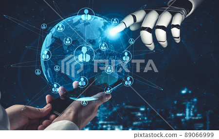 Future artificial intelligence and machine learning for AI droid robot or cyborg 89066999