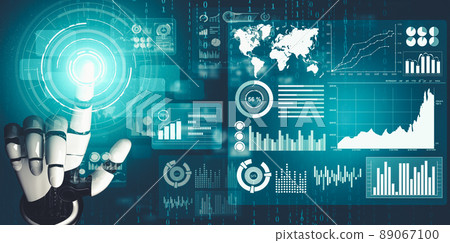 Futuristic AI thinking of droid robot artificial intelligence concept Futuristic AI thinking of droid robot artificial intelligence concept 89067100