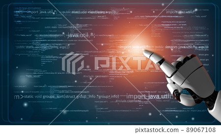 Futuristic robot artificial intelligence revolutionary AI technology concept 89067108