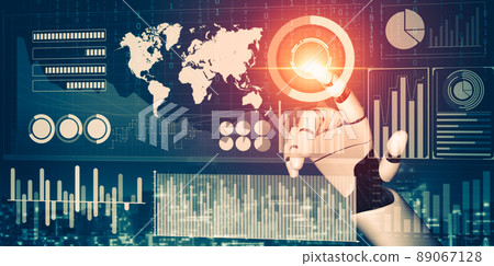 Futuristic AI thinking of droid robot artificial intelligence concept 89067128