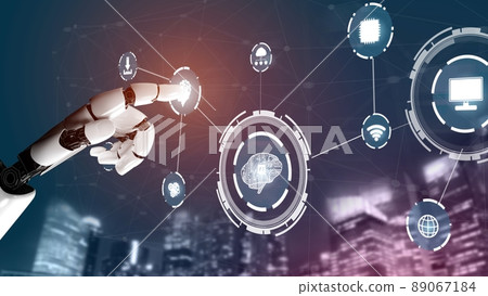 Futuristic robot artificial intelligence revolutionary AI technology concept 89067184
