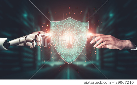 Future artificial intelligence and machine learning for AI droid robot or cyborg 89067210