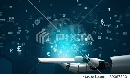 Futuristic robot artificial intelligence revolutionary AI technology concept 89067230