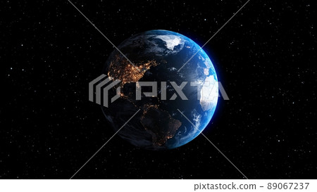 Planet earth with realistic geography surface and orbital 3D cloud atmosphere Planet earth with realistic geography surface and orbital 3D cloud atmosphere 89067237