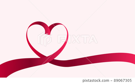 Red heart. Red silk ribbon. Romantic card background. Red heart. Red silk ribbon. Romantic card background. 89067305