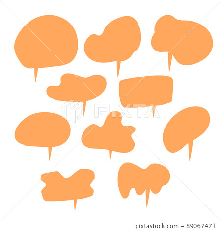 Set of color speech bubbles. Cartoon Vector illustration. Isolated on transparent white background. Hand draw style, dialog clouds Set of color speech bubbles. Cartoon Vector illustration. Isolated on transparent white background. Hand draw style, dialog clouds 89067471