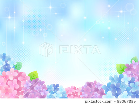 雨季的繡球花背景框架插圖☆許多變化 89067889