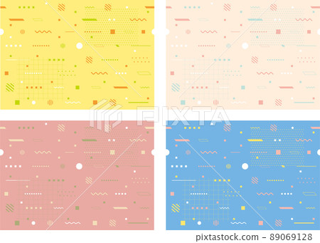 無縫幾何背景設置與可愛的配色方案 89069128