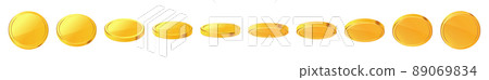 Set of rotating gold coins. 3d dollar coins.... - Stock Illustration ...